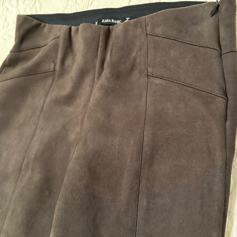 Zara Basic Cocoa Faux Suede AnkleZip Pants Medium